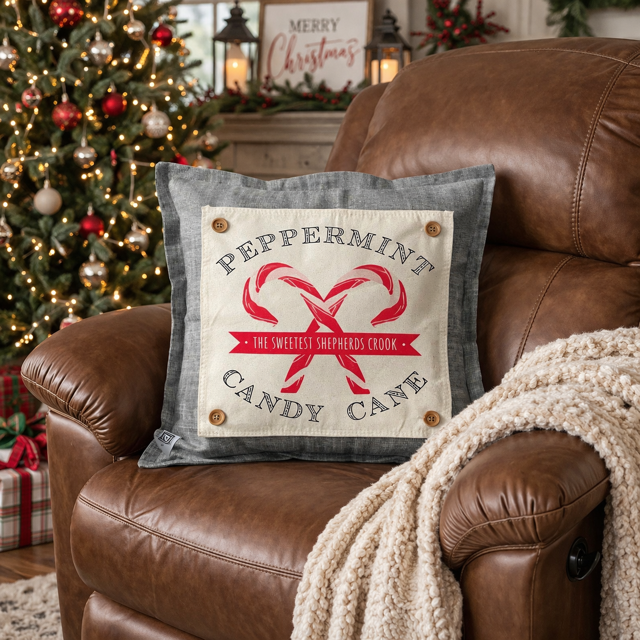 PANEL ONLY: SQUARE Christmas Peppermint Shepherds Hook Staff Jesus CANDY CANES