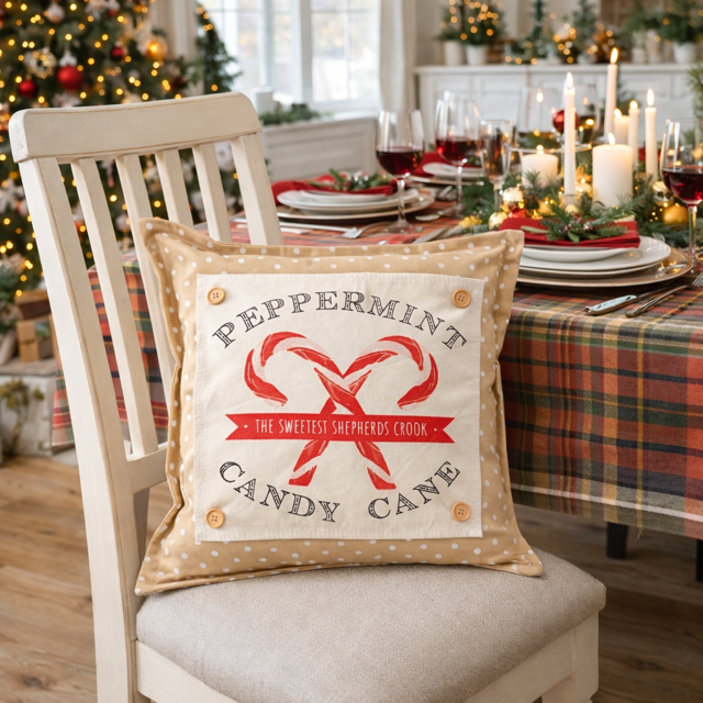 PANEL ONLY: SQUARE Christmas Peppermint Shepherds Hook Staff Jesus CANDY CANES