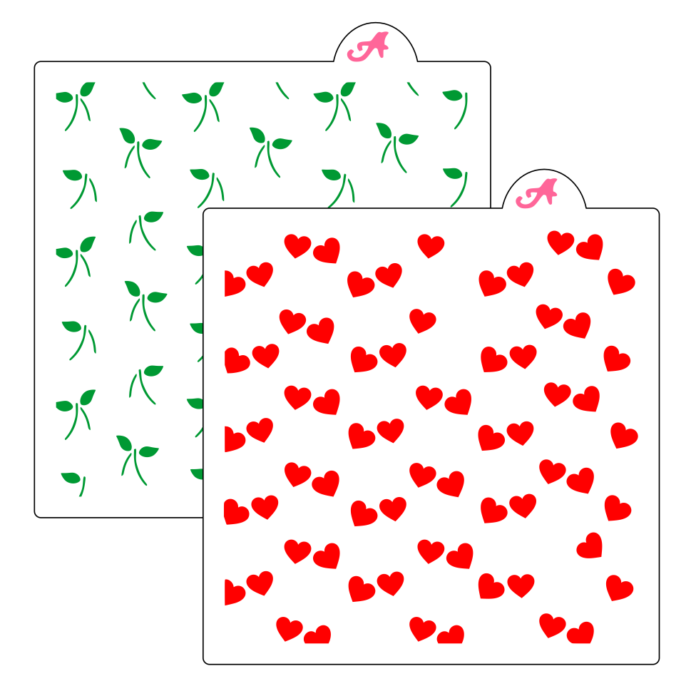 Cherry Hearts Stencil Set