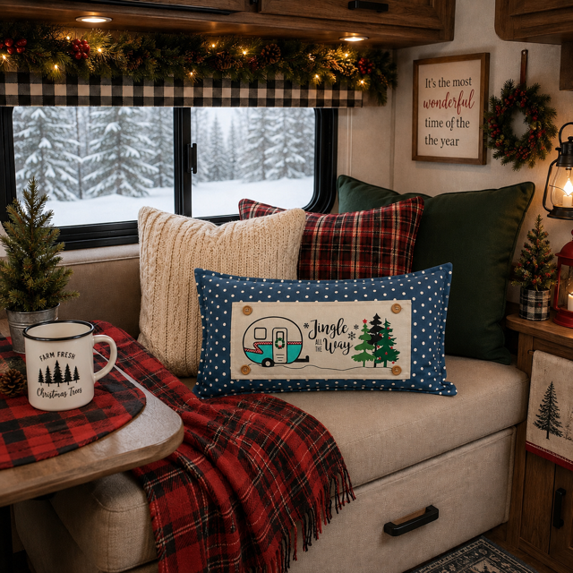 PANEL ONLY: RECTANGLE Holiday Panel: Vintage, Winter, Jingle All The Way, Caravans, Wreath, Home Sweet Home, Home For The Holidays; CHRISTMAS CAMPER