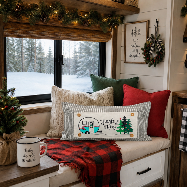 PANEL ONLY: RECTANGLE Holiday Panel: Vintage, Winter, Jingle All The Way, Caravans, Wreath, Home Sweet Home, Home For The Holidays; CHRISTMAS CAMPER