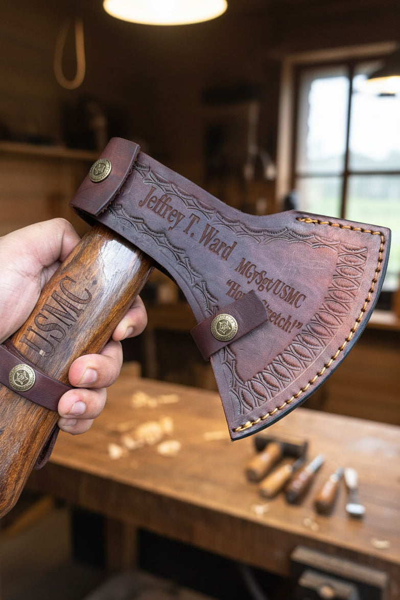 Damascus Skeggox Bearded Viking Axe with Hardwood Handle