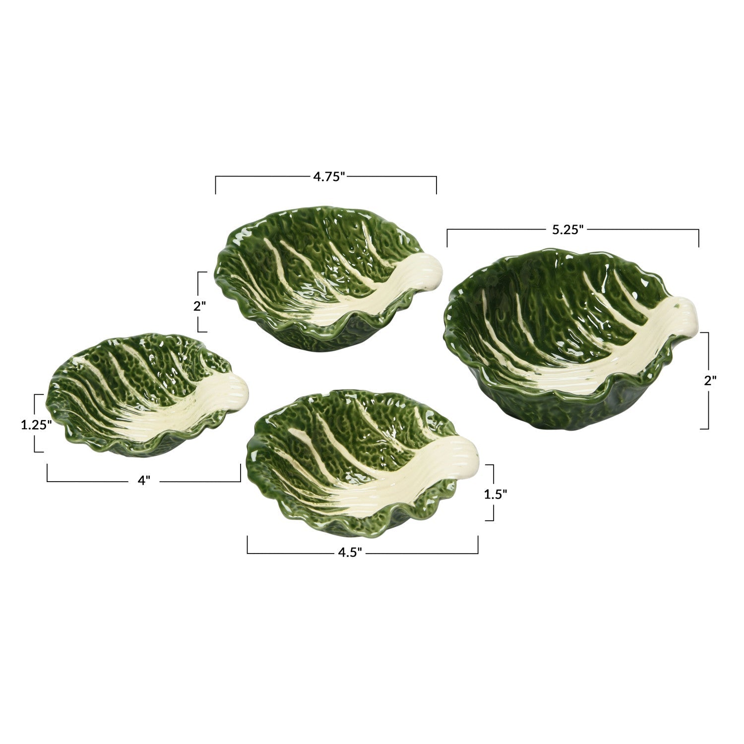 Green Cabbage Nesting Bowls | Set of 4