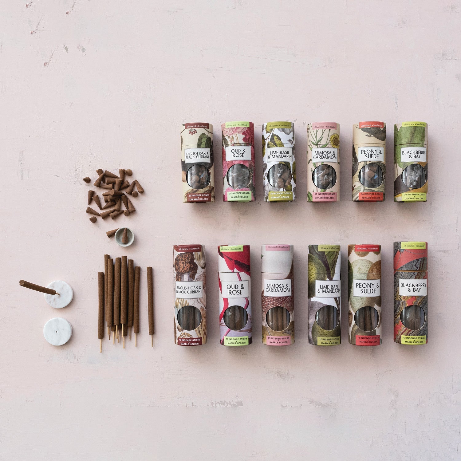 English Oak & Black Currant Incense Cones with Ceramic Holder