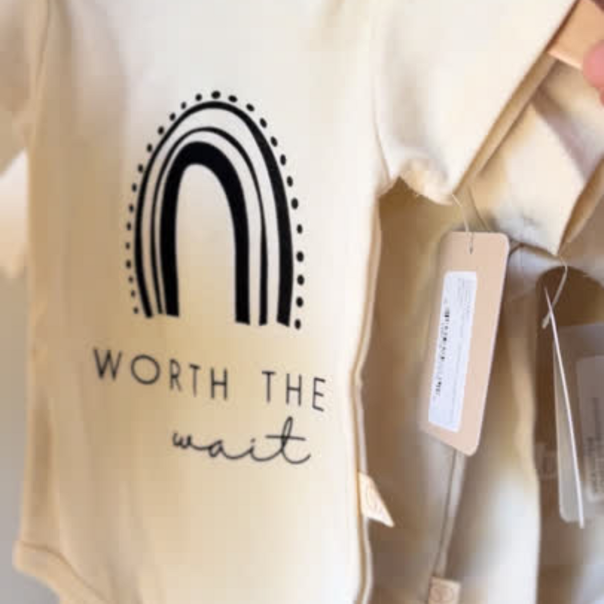 Worth The Wait Rainbow Organic Baby Bodysuit by Tenth & Pine, product image 2