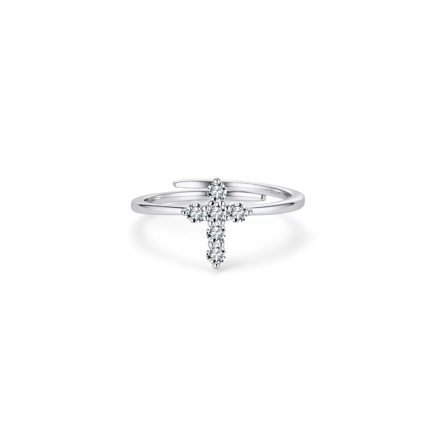 Cross Accent Adjustable Ring