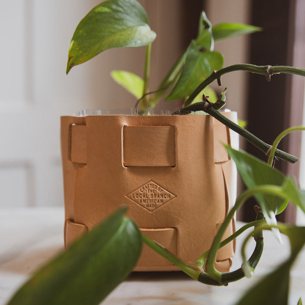 Leather Tabletop Planter - USA Made