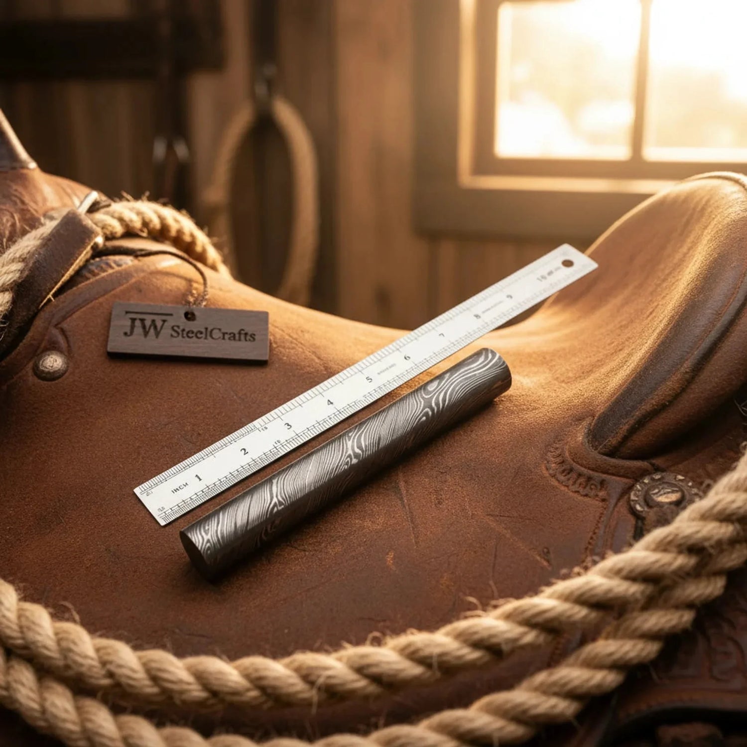 Damascus Steel Round Bar 6