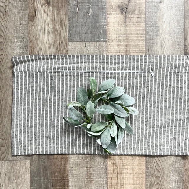 COVER ONLY: RECTANGLE CREAM/ DARK CHARCOALSTRIPES PILLOW COVER (no insert)