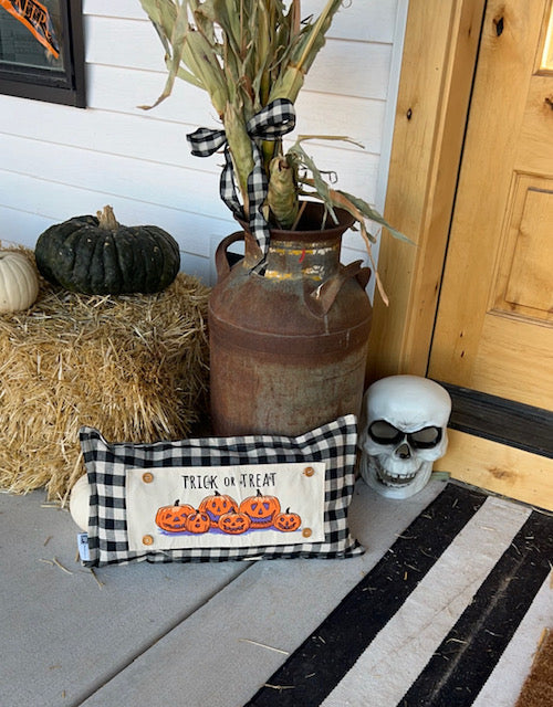 NEW! BUNDLE SET: Buffalo Check Gingham Pillow (comes w/ foam insert & these 3 panels in back pocket) SMELL MY FEET, PUMPKIN PIE, CHRISTMAS TRUCK