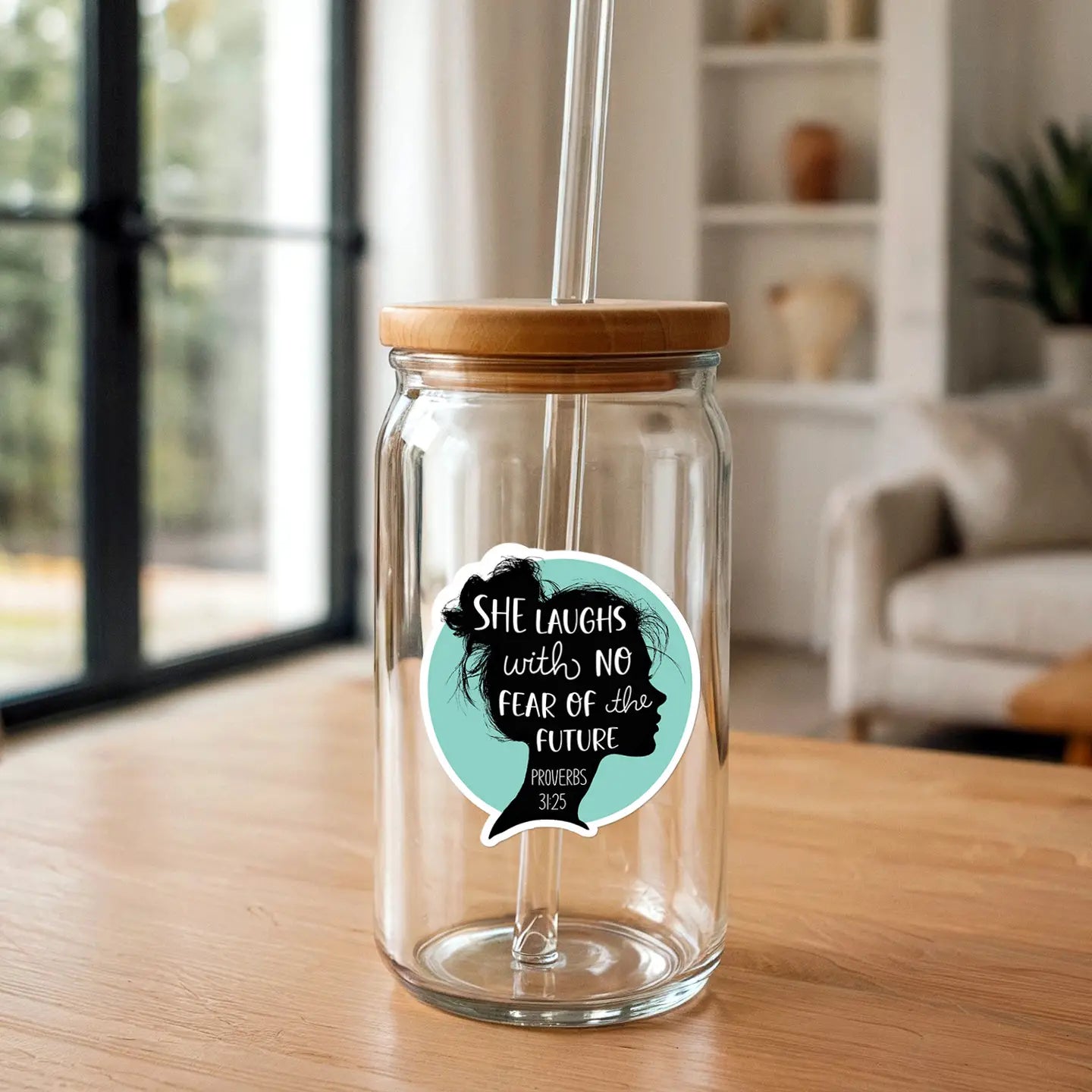 She Laughs with No Fear of the Future | Christian Sticker