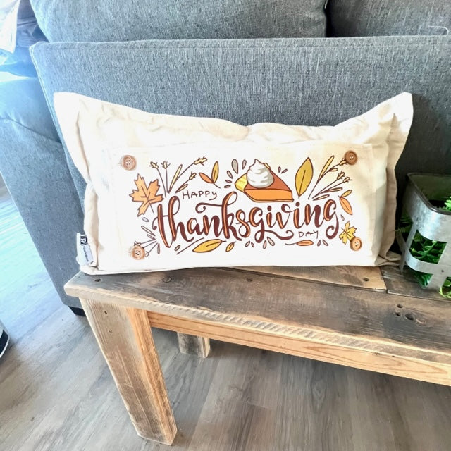 NEW! BUNDLE SET: Buffalo Check Gingham Pillow (comes w/ foam insert & these 3 panels in back pocket) SMELL MY FEET, PUMPKIN PIE, CHRISTMAS TRUCK