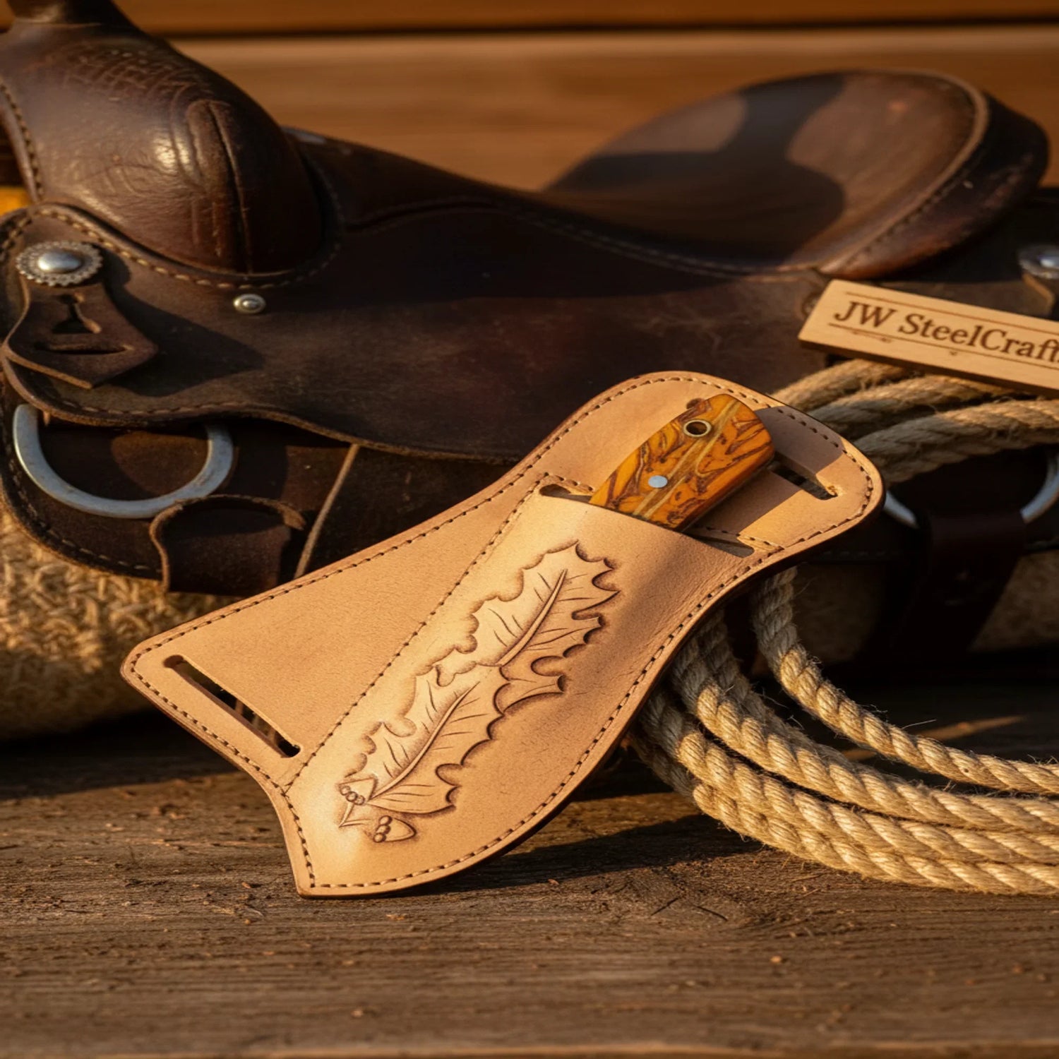 Handmade Damascus Cowboy Knife 8