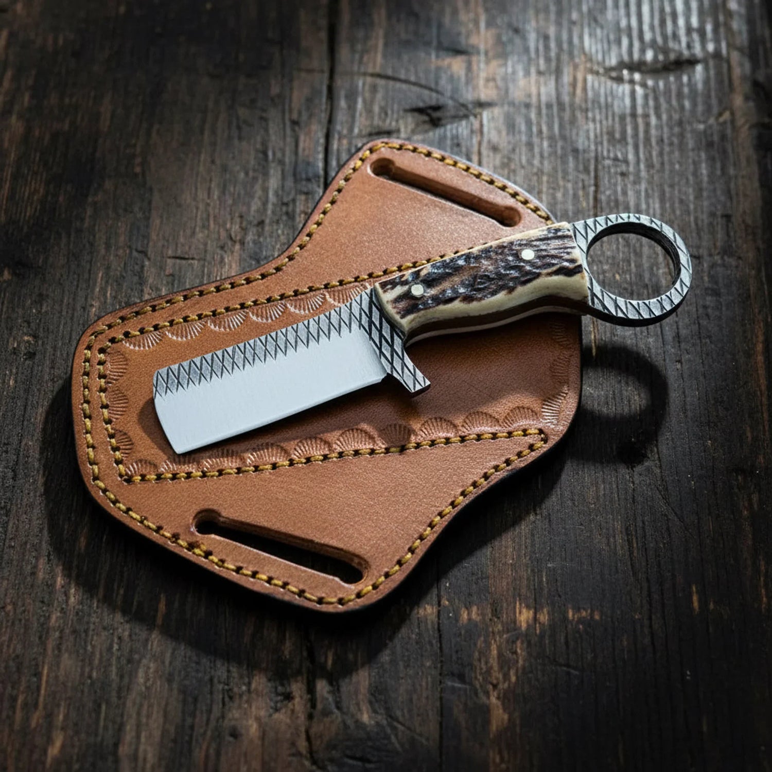 Handmade Rasp Steel Karambit Hunting Knife 7