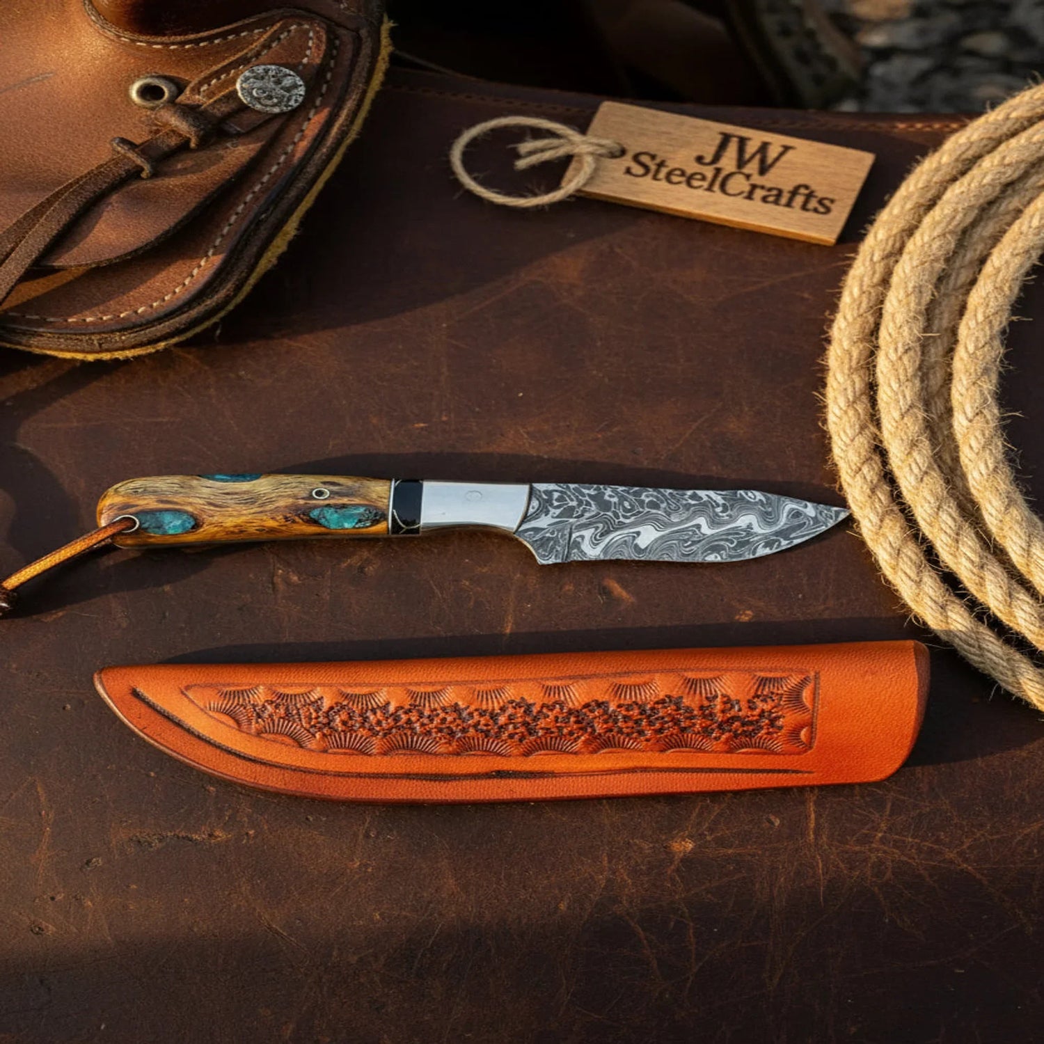 VG-10 Copper Damascus Knife 5.5