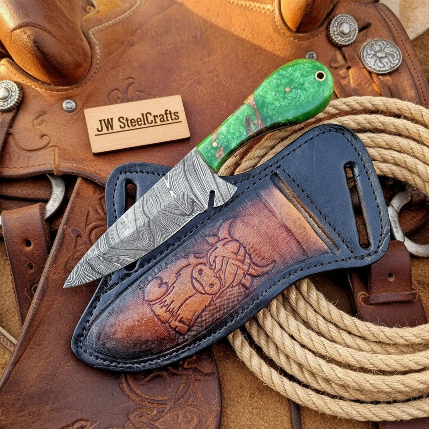 Handmade Damascus Steel Hunting Knife 8