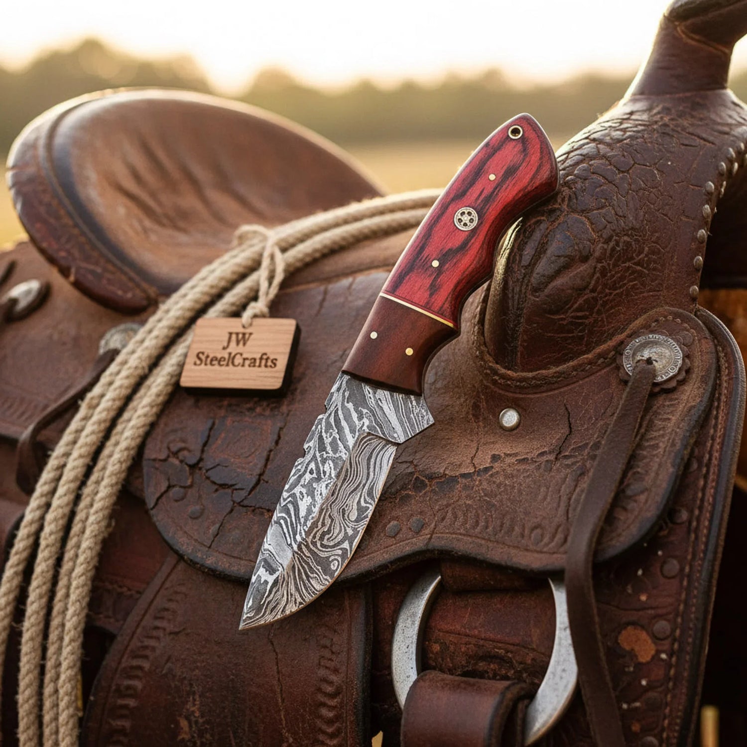 Damascus Steel Cowboy Knife 7