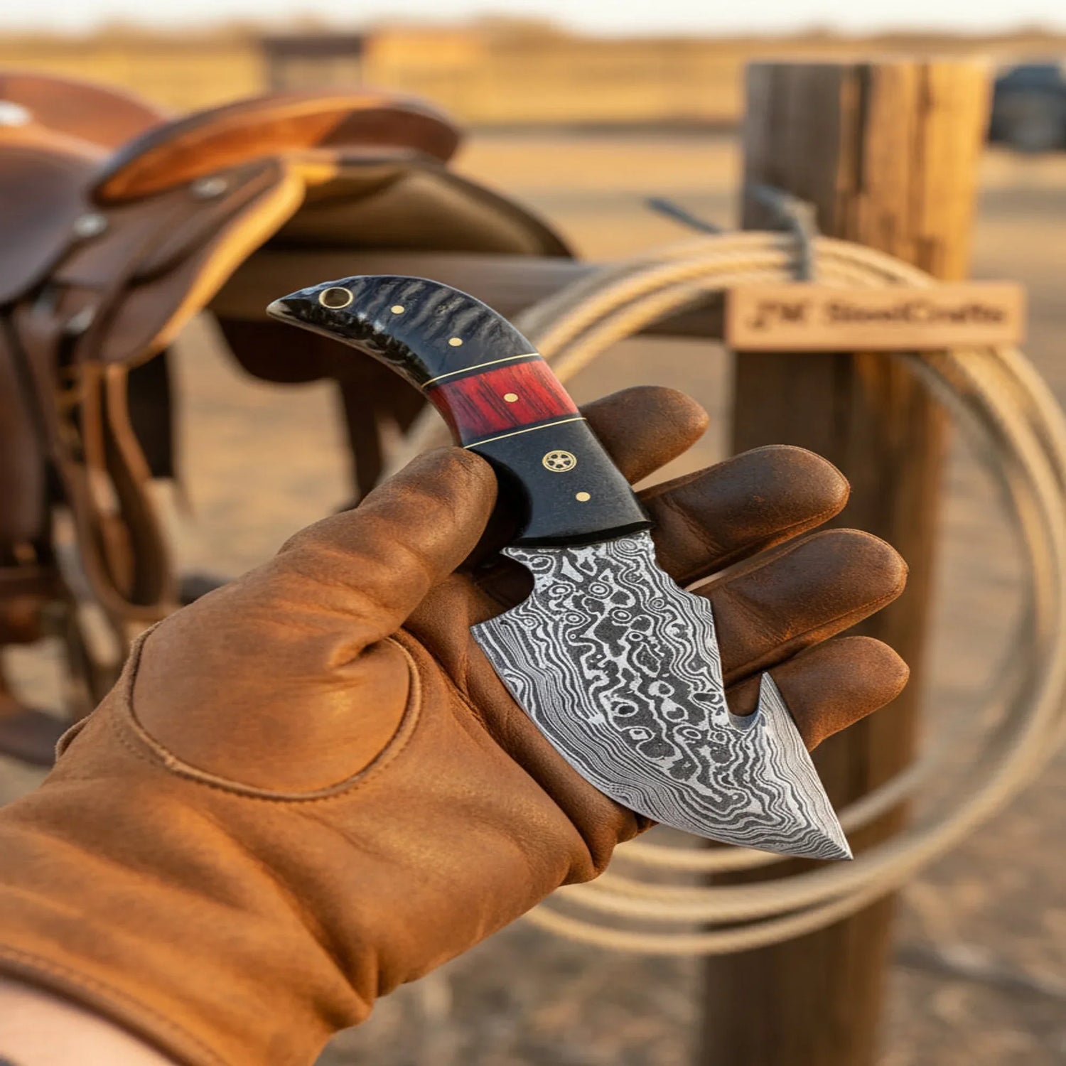 Damascus Steel Tracker Knife 7
