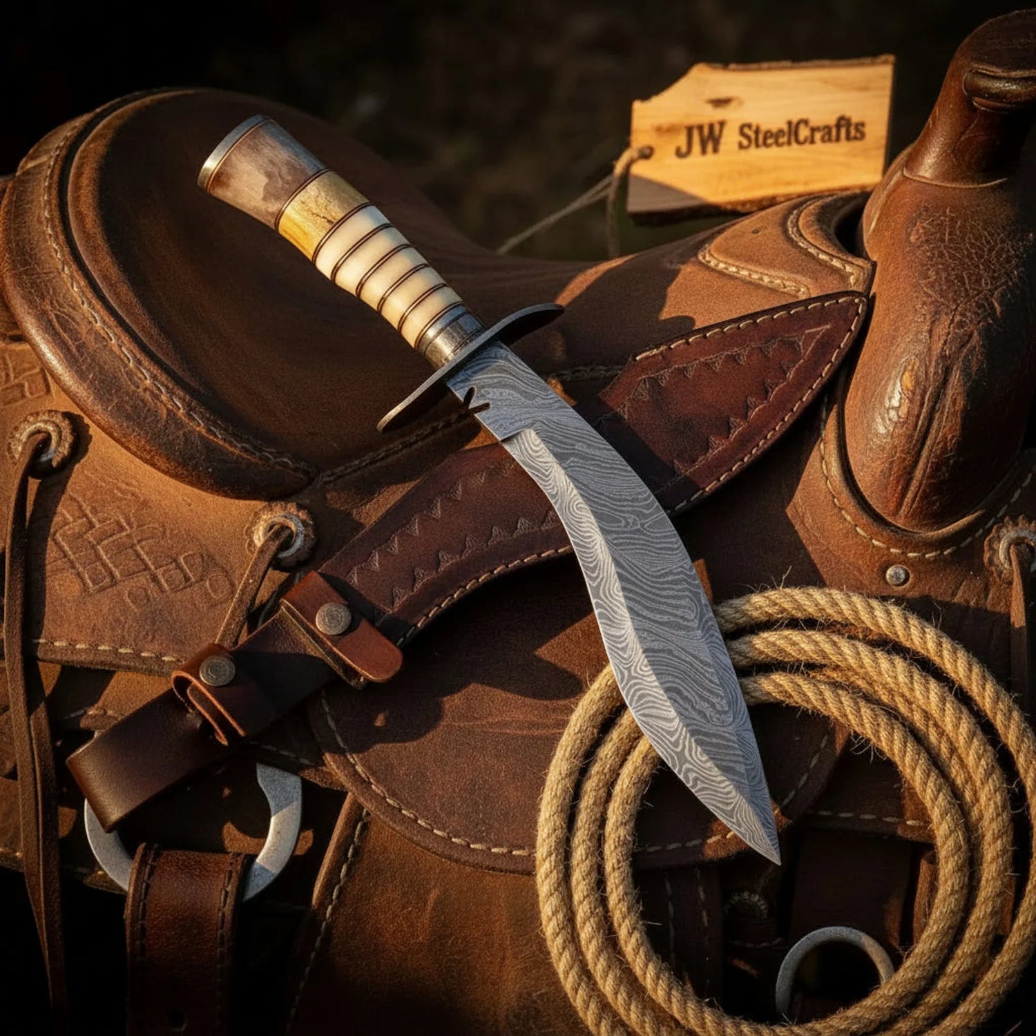 Damascus Kukri Bowie Knife 15
