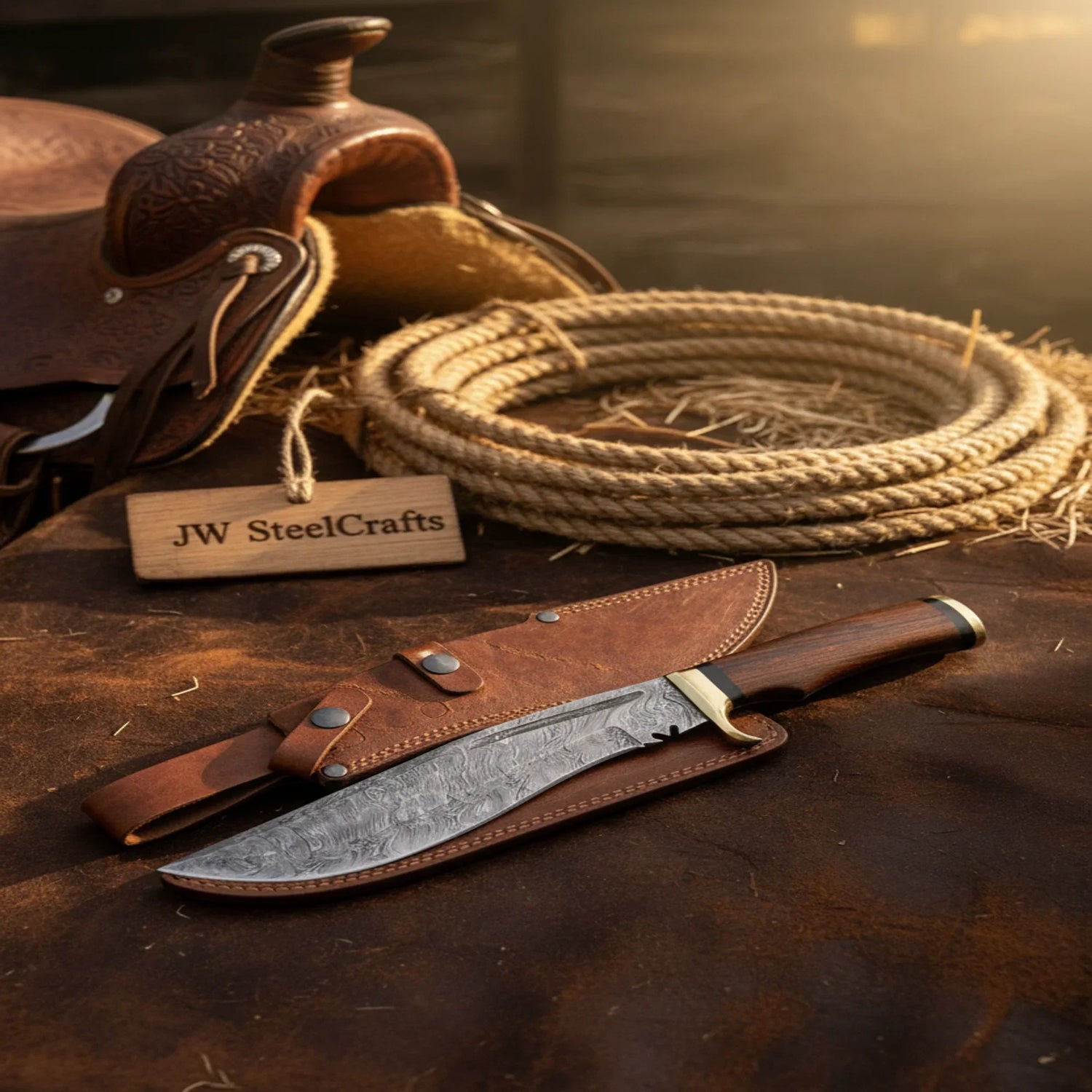 Handmade Damascus Bowie Knife 10