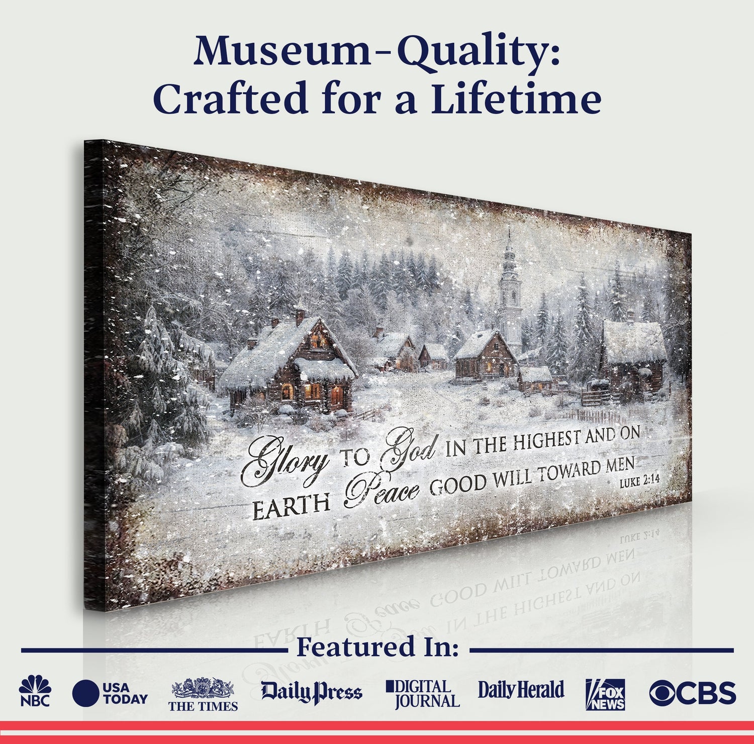 Vintage Christmas Village Luke 2:14 Scripture Sign