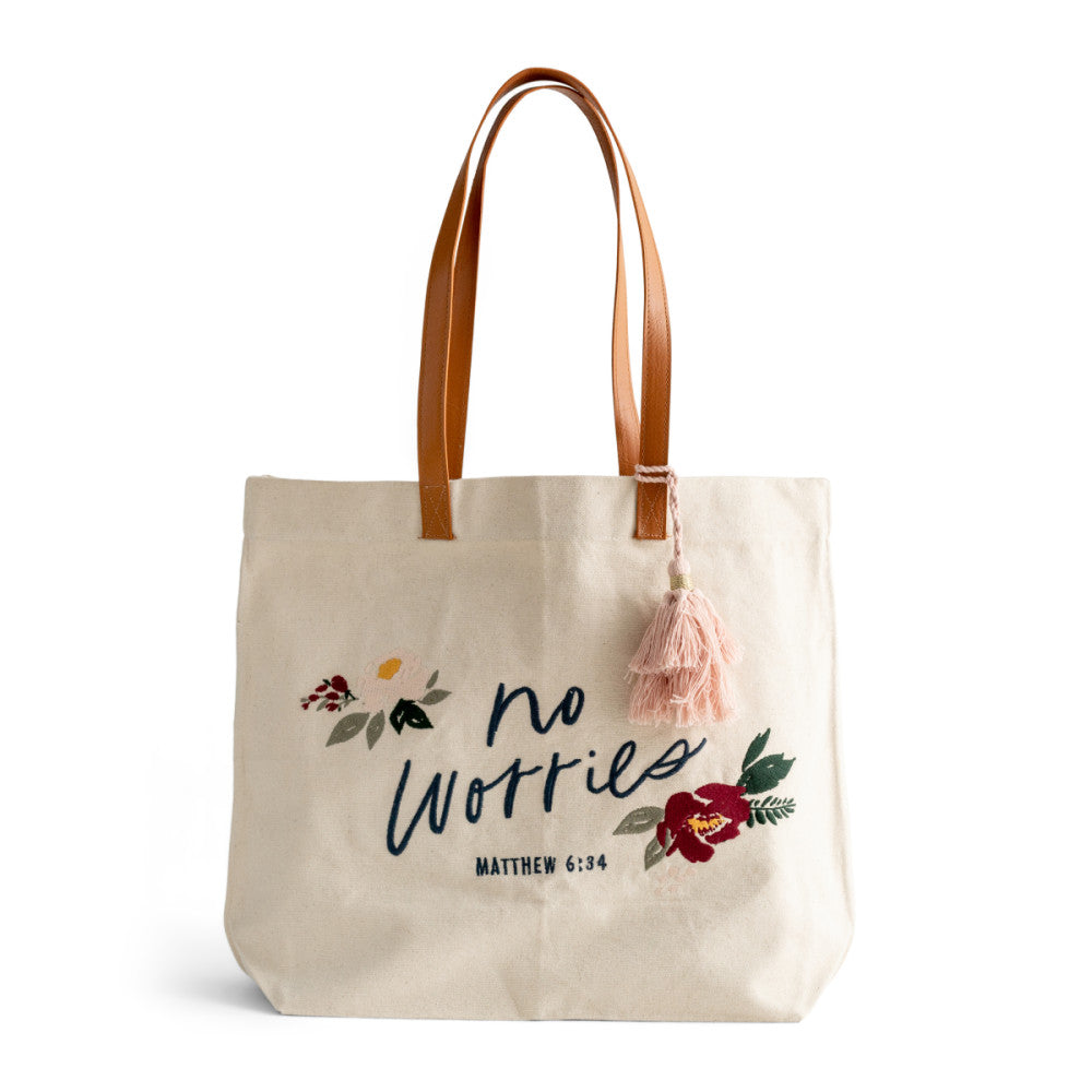 DaySpring - No Worries - Inspirational Canvas Tote Bag, 11.5” x 18.5”