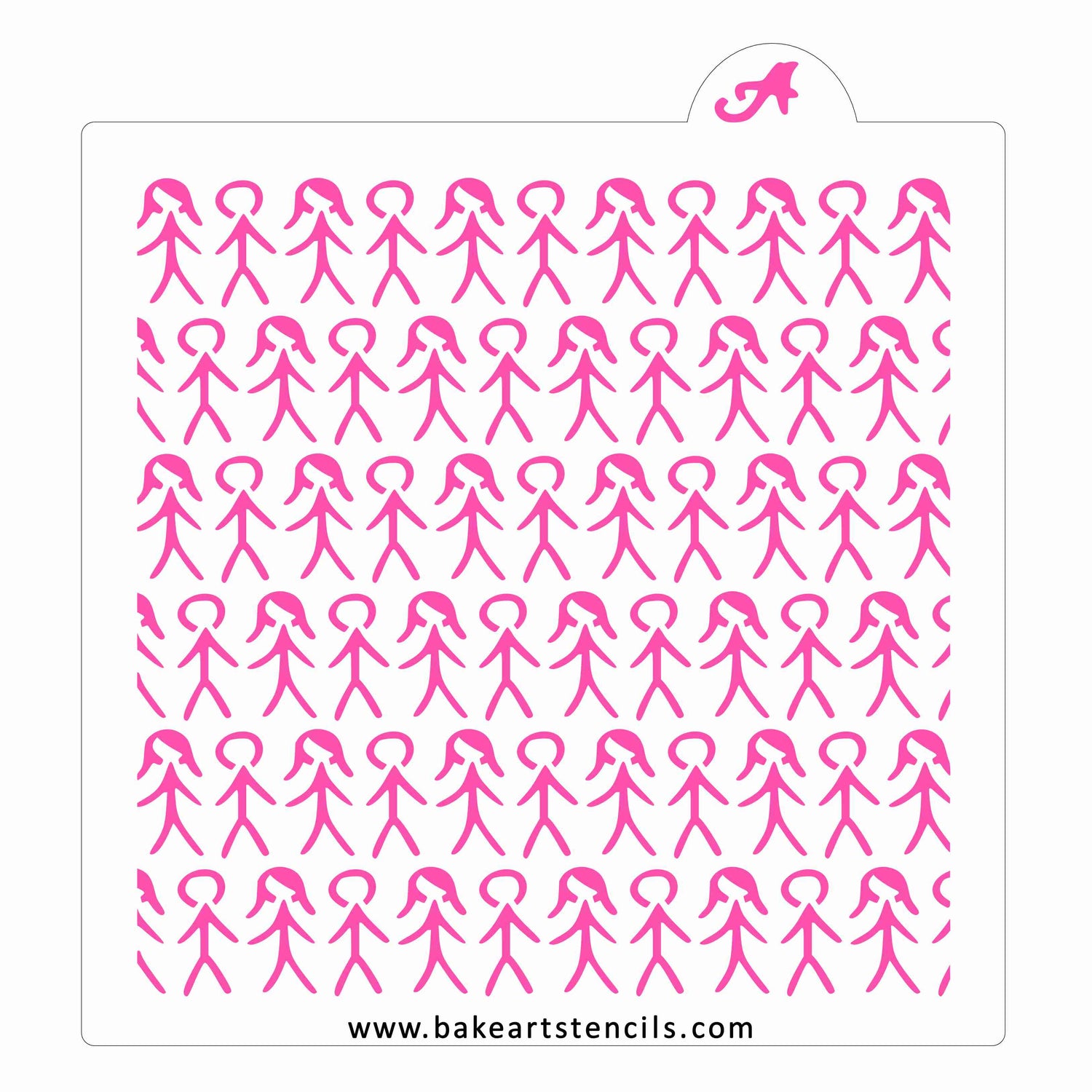 Kid Stick Figures Pattern Cookie Stencil