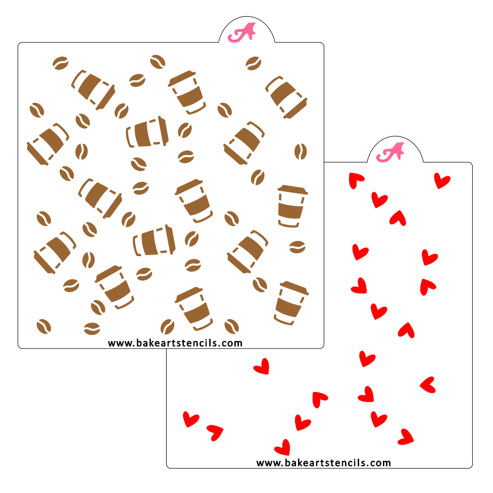 Latte Love Pattern Cookie Stencil