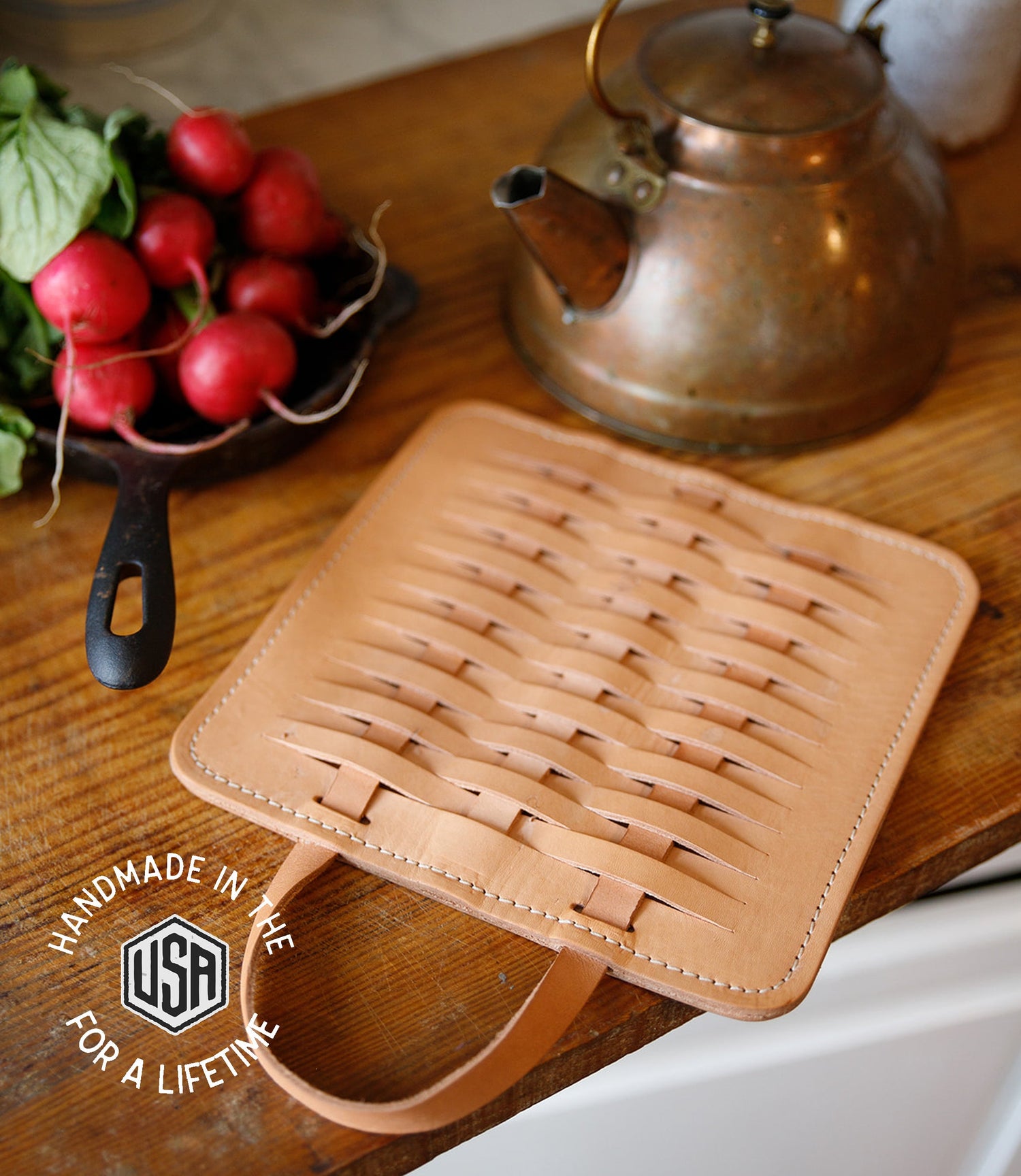 Woven Leather Trivet - USA Made