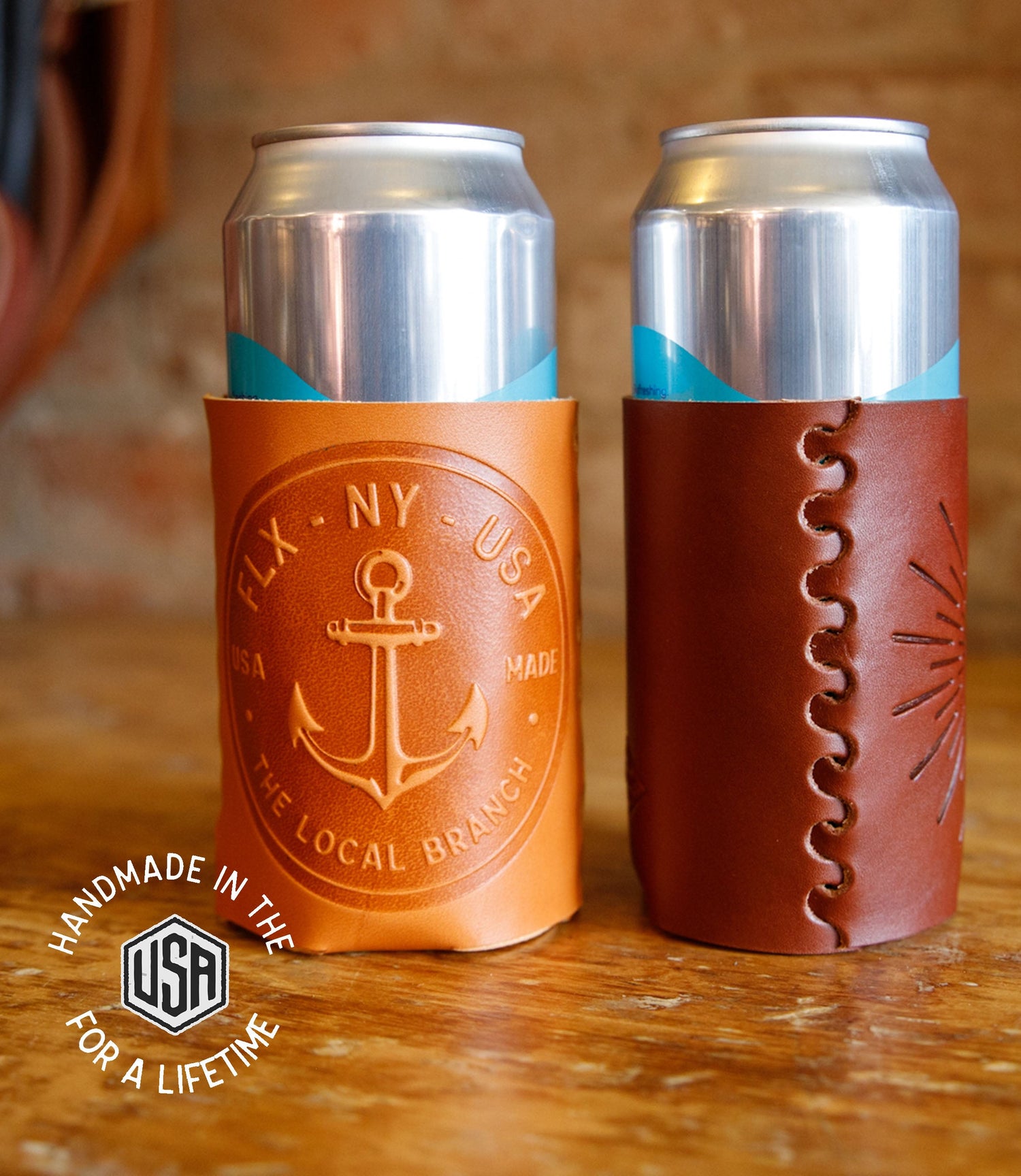 Leather Can Koozie -USA Made