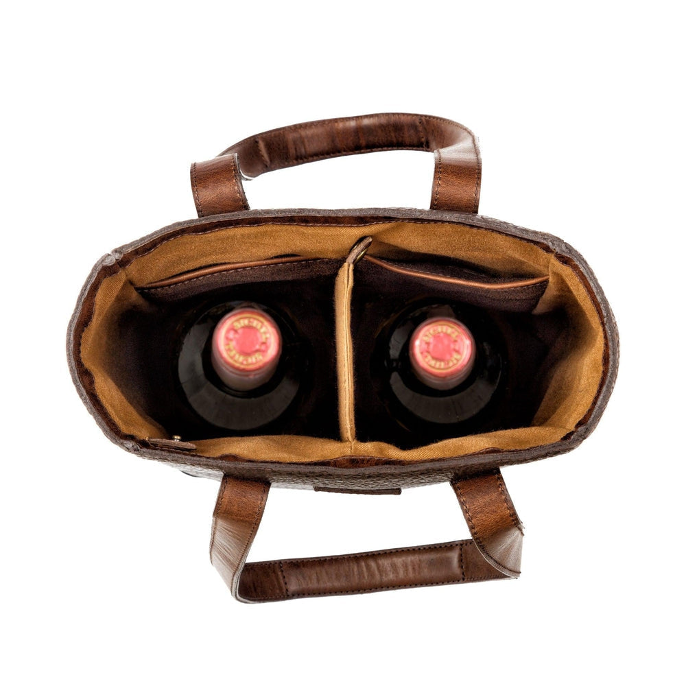 Theodore Leather Two Bottle Wine Tote Carrier