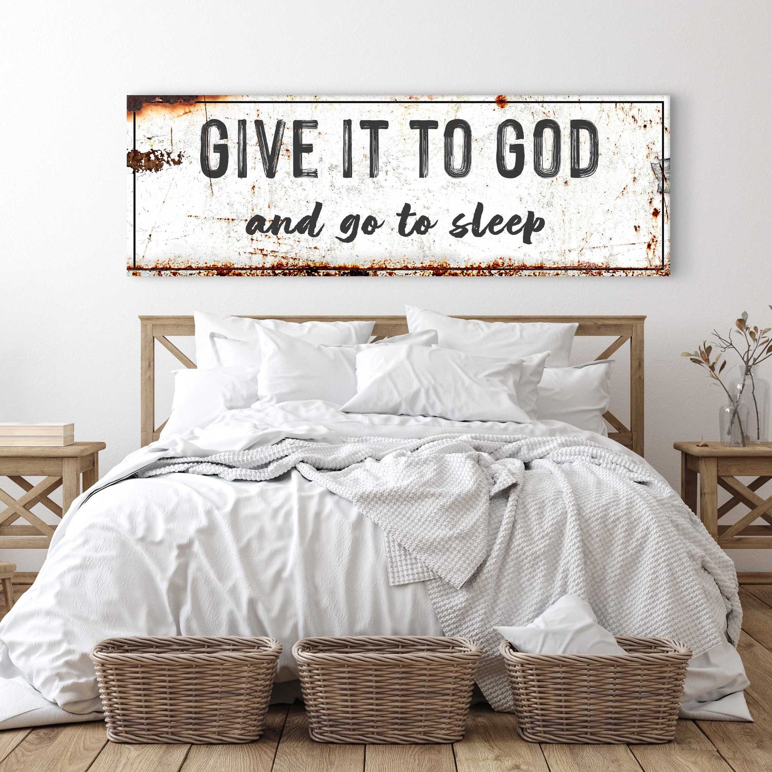 Give It to God and Go to Sleep β Rustic Christian Wall Art for Peaceful Nights