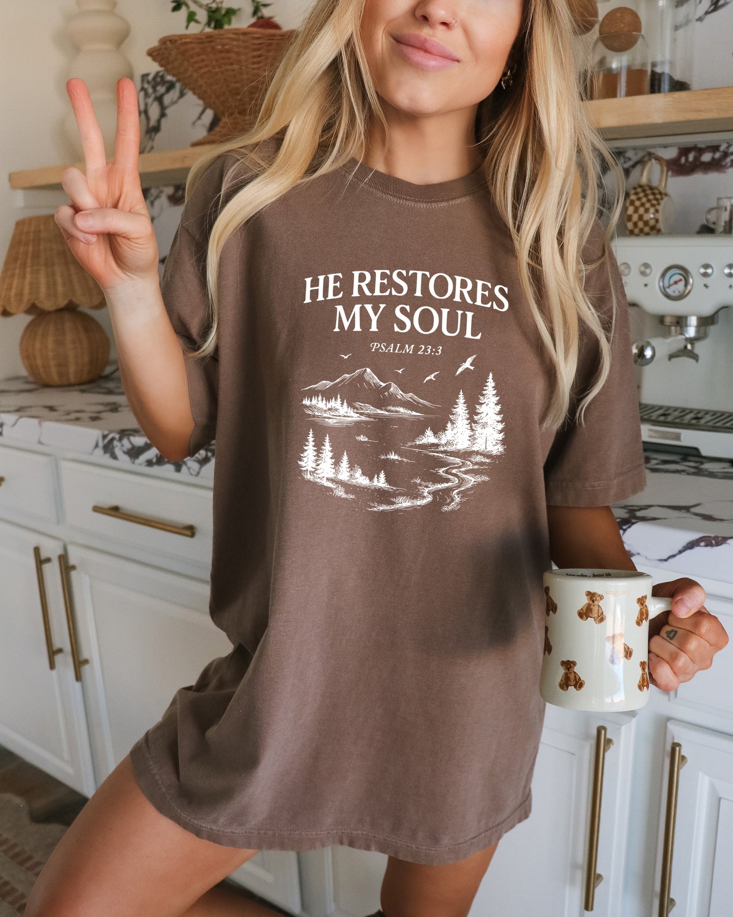 He restores my Soul Psalm Bible Christian Comfort Colors Garment Dyed T Shirt