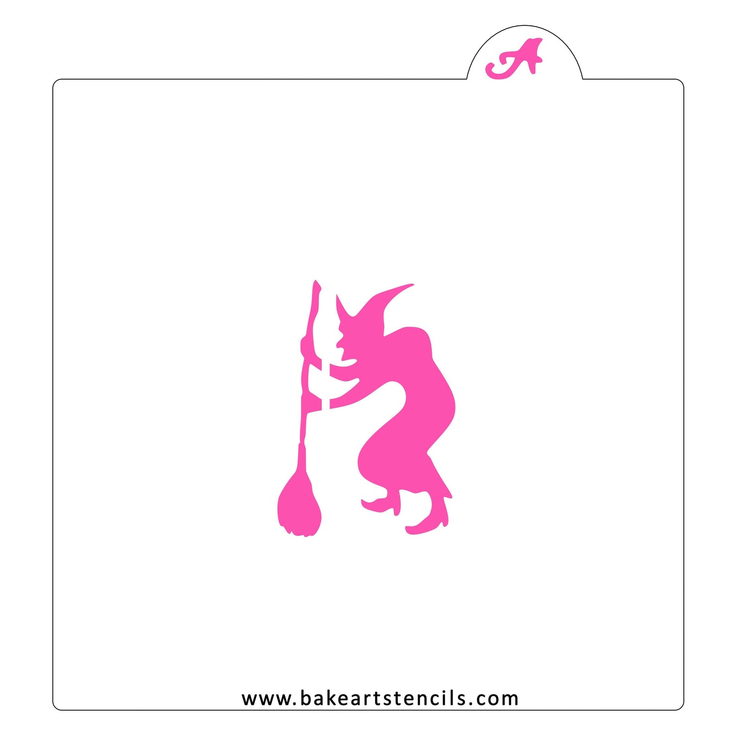 Old Witch and Broom Cookie Stencil