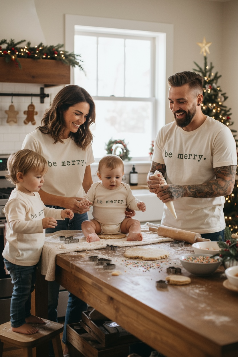 Be Merry Organic Kids T-Shirt Long Sleeve by Tenth & Pine, product image 3