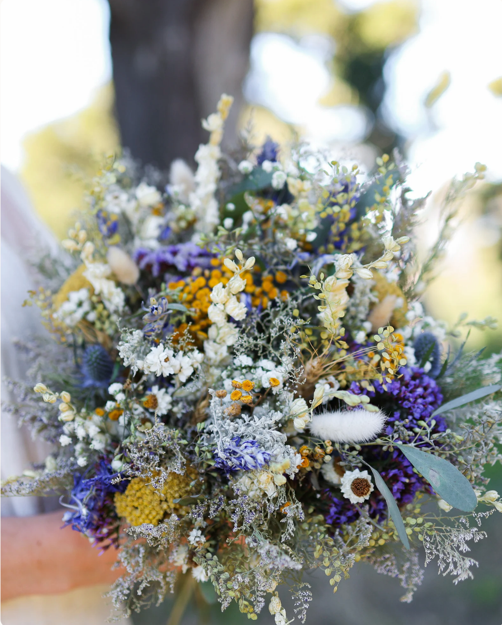 Dried Flower Bouquet with Eucalyptus, Yarrow and Lavender Dried Bridal bouquet