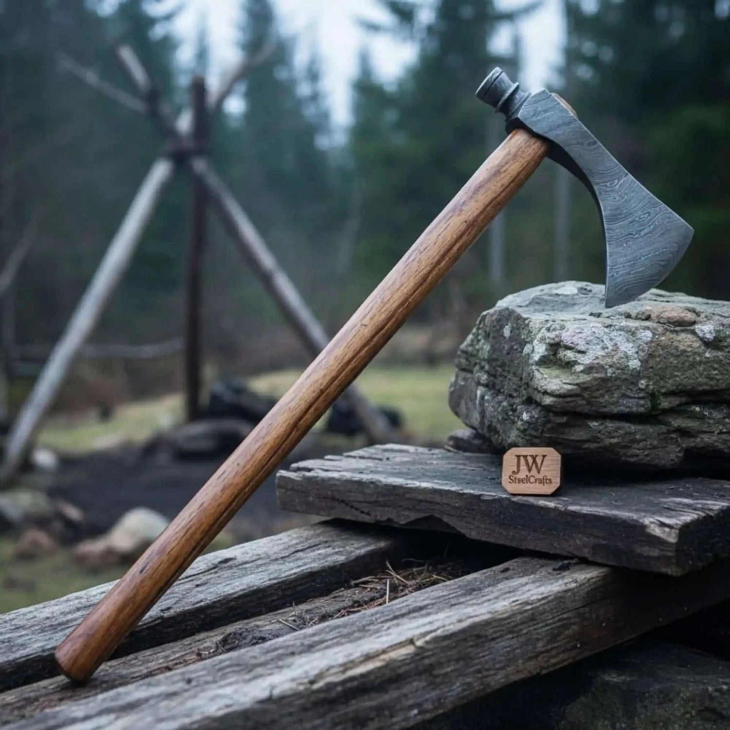Smoking Bushcraft Axe for Camping, Woodcraft and Trail Chopping