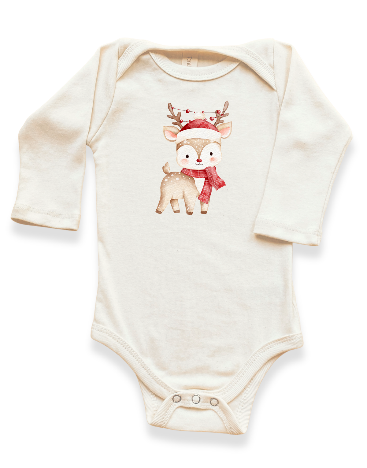 Christmas Reindeer Organic Baby Bodysuit Long Sleeve by Tenth & Pine