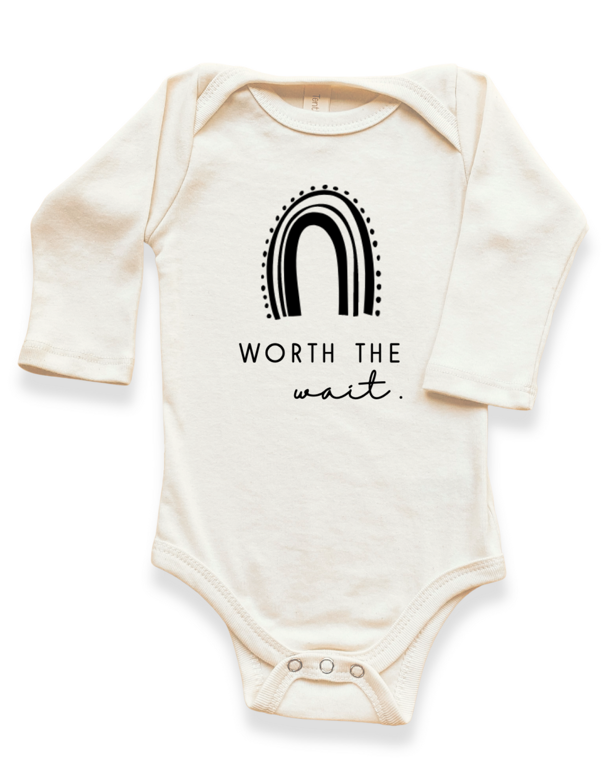 Worth the Wait Rainbow Organic Bodysuit Long Sleeve by Tenth & Pine