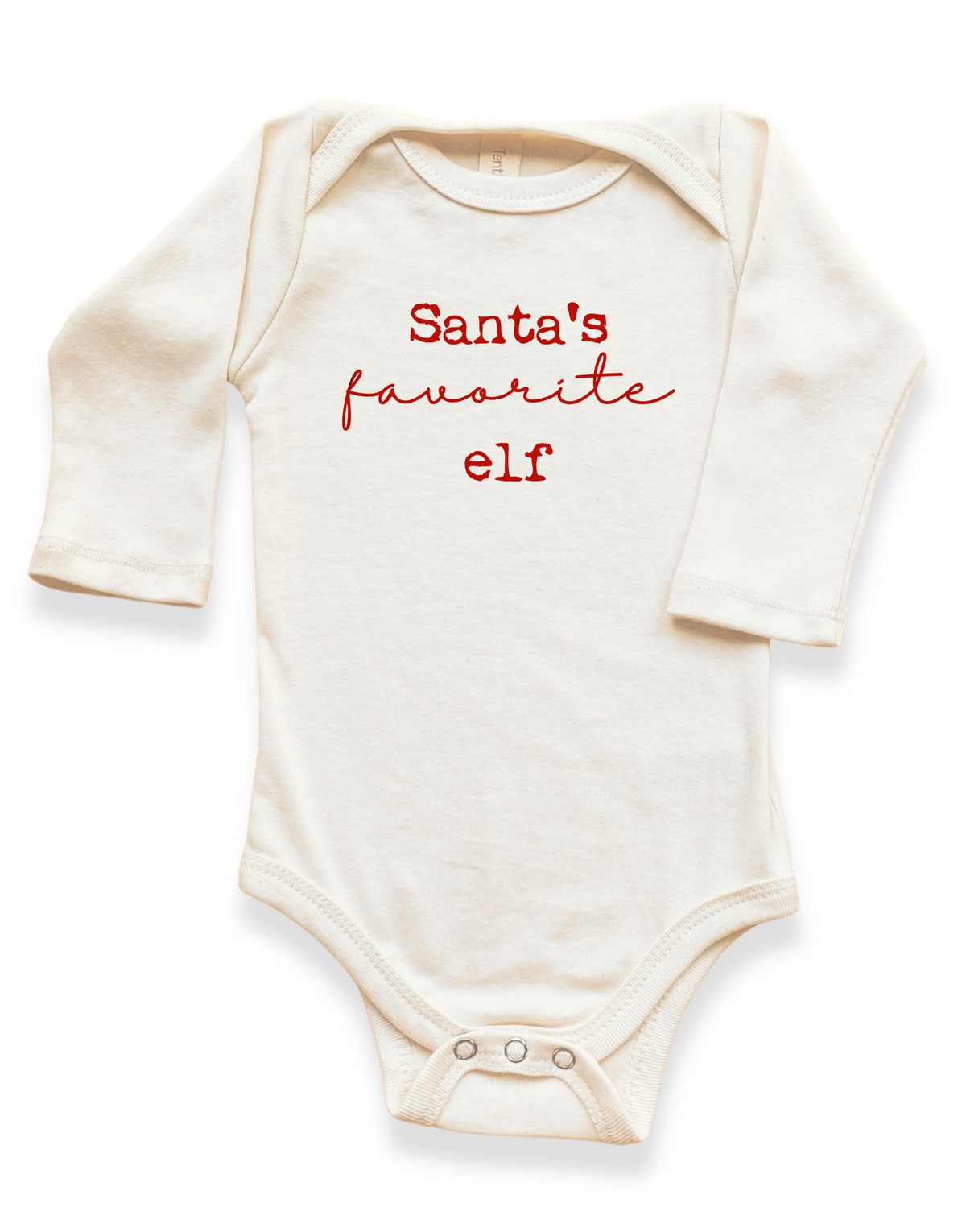 Santa's Favorite Elf Organic Baby Bodysuit Long Sleeve by Tenth & Pine