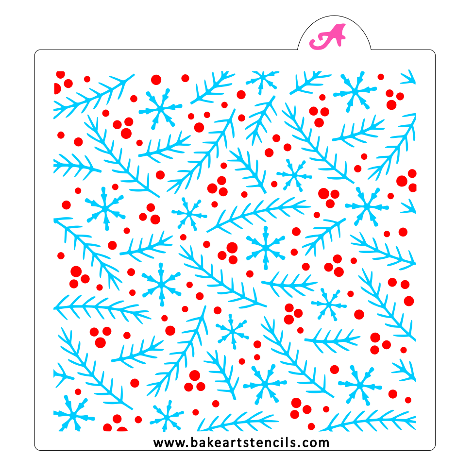 Snow Berries Cookie Stencil: Winter Baking