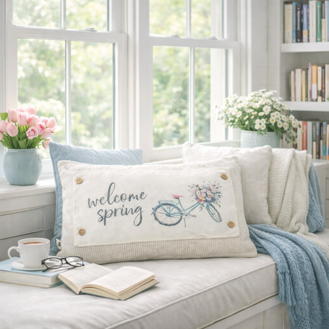 NEW! RECTANGLE SPRING/SUMMER/FALL BUNDLE: 3 seasons + BOHO REC. pillow: SPRING BIKE, OLD GLORY, GATHER TOGETHER