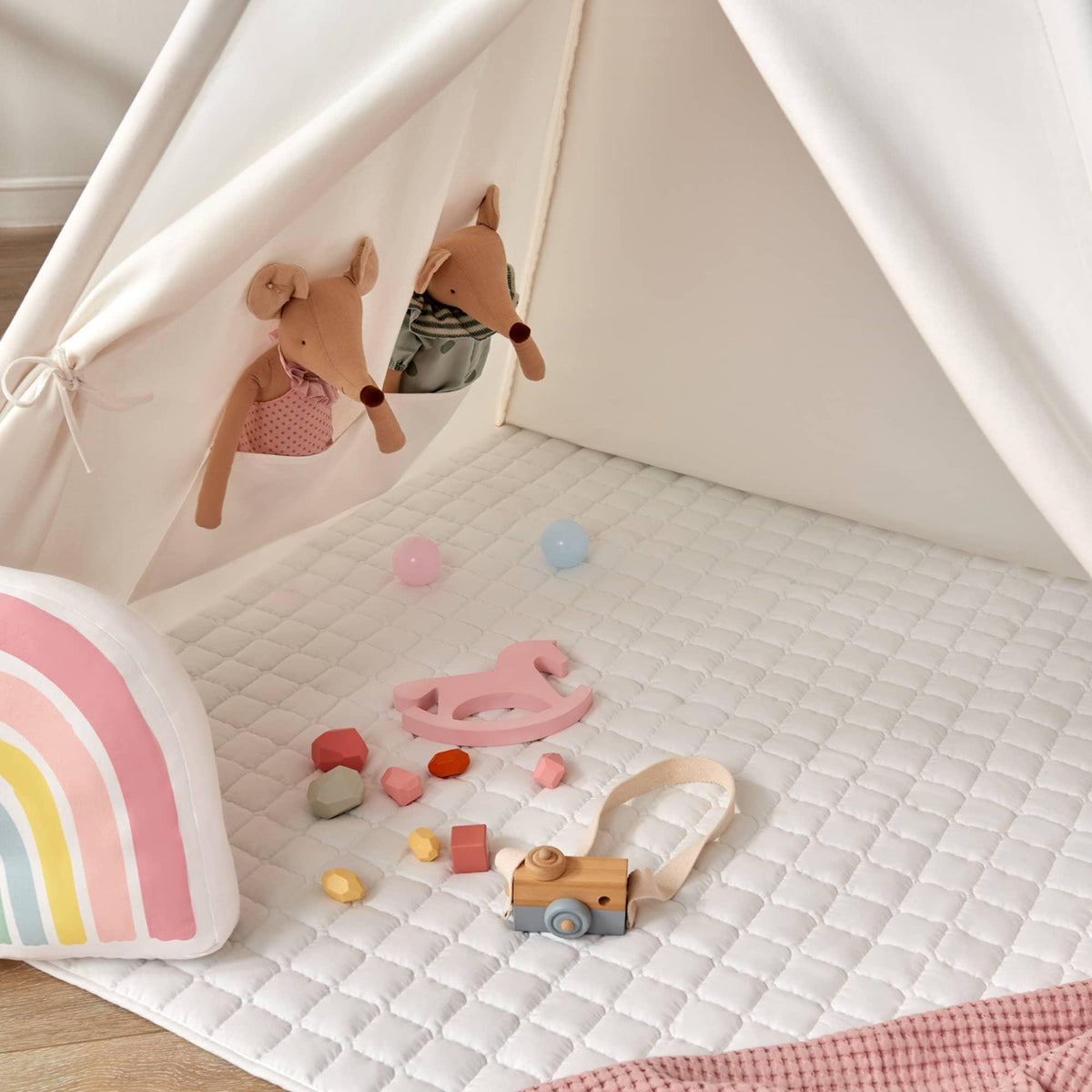 Tiny Land® Teepee Tent for Kids with Mat – Indoor Play Tent with Floor Mat