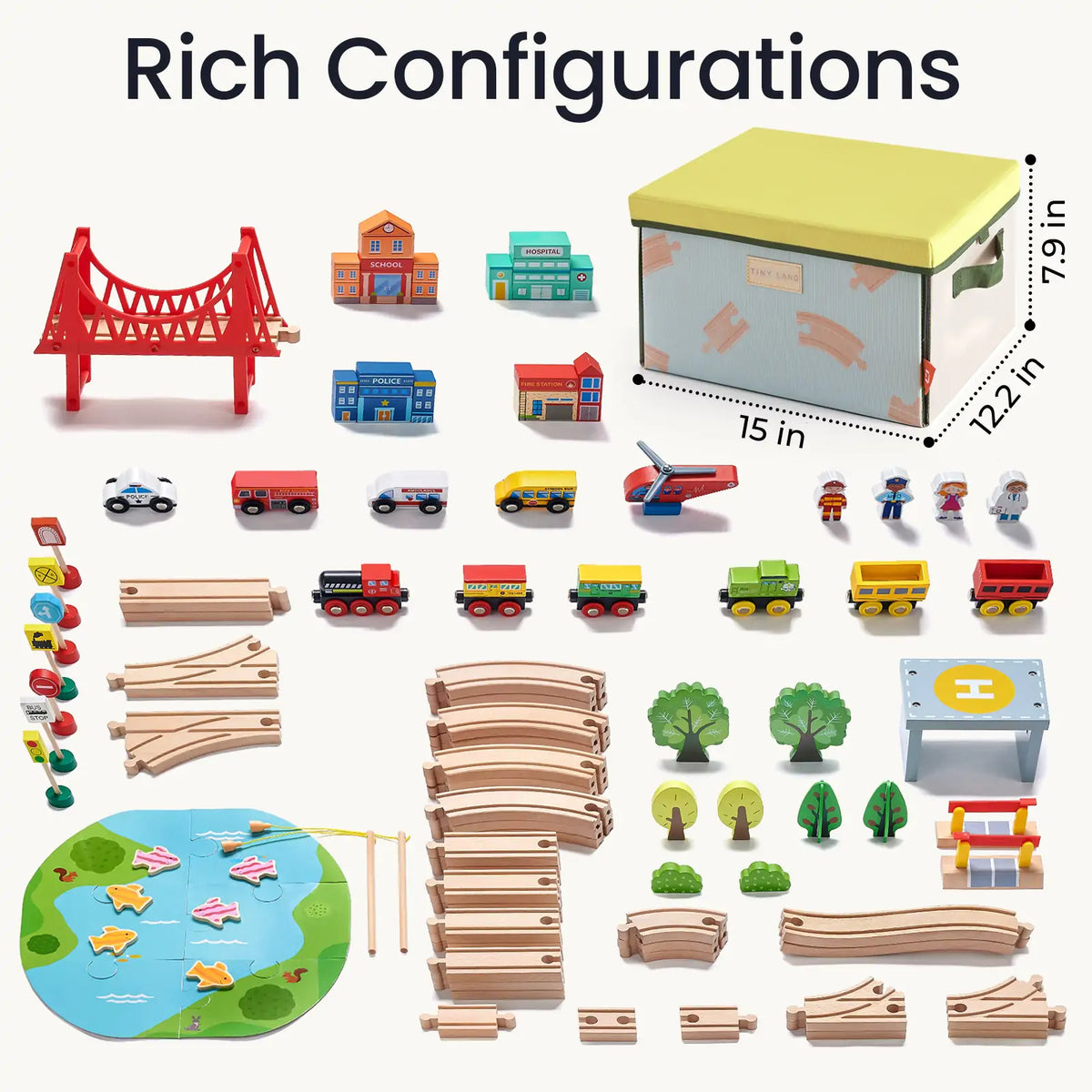 Tiny Land® 110-Piece Wooden Train Set with Folding Storage Box by Tiny Land INC, product image 8