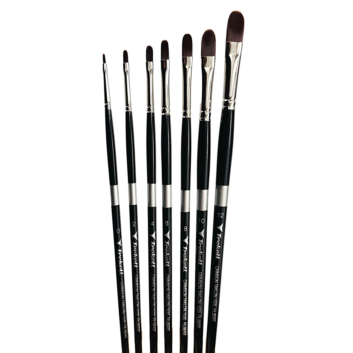 Trekell Crimson Taklon Complete Filbert Brush Set - Long Handle
