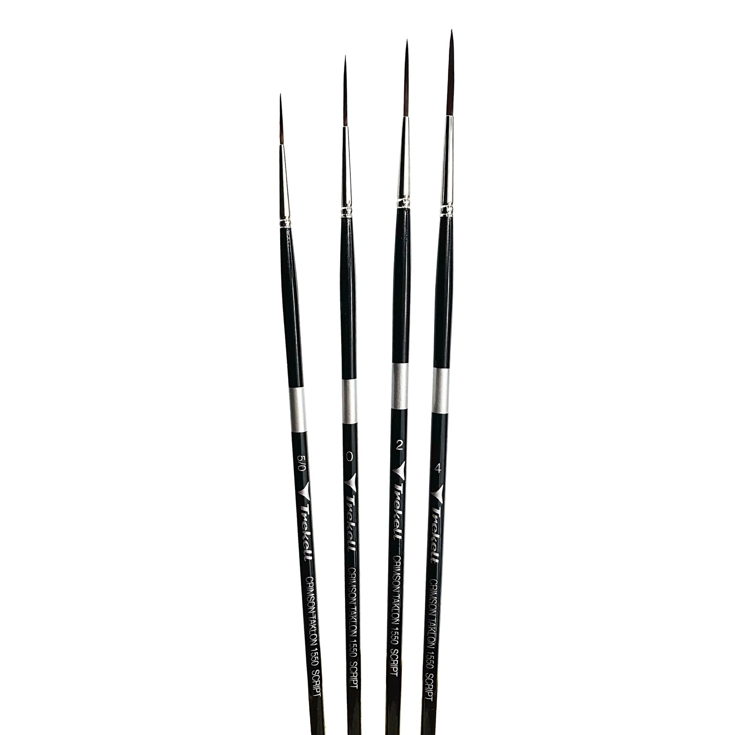 Trekell Crimson Taklon Complete Script/Rigger Brush Set - Long Handle