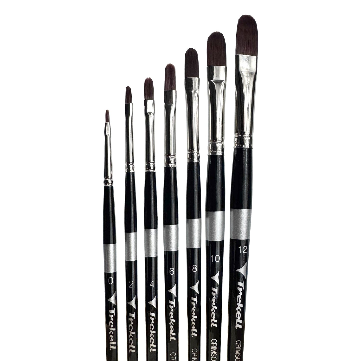Trekell Crimson Taklon Complete Filbert Brush Set - Short Handle
