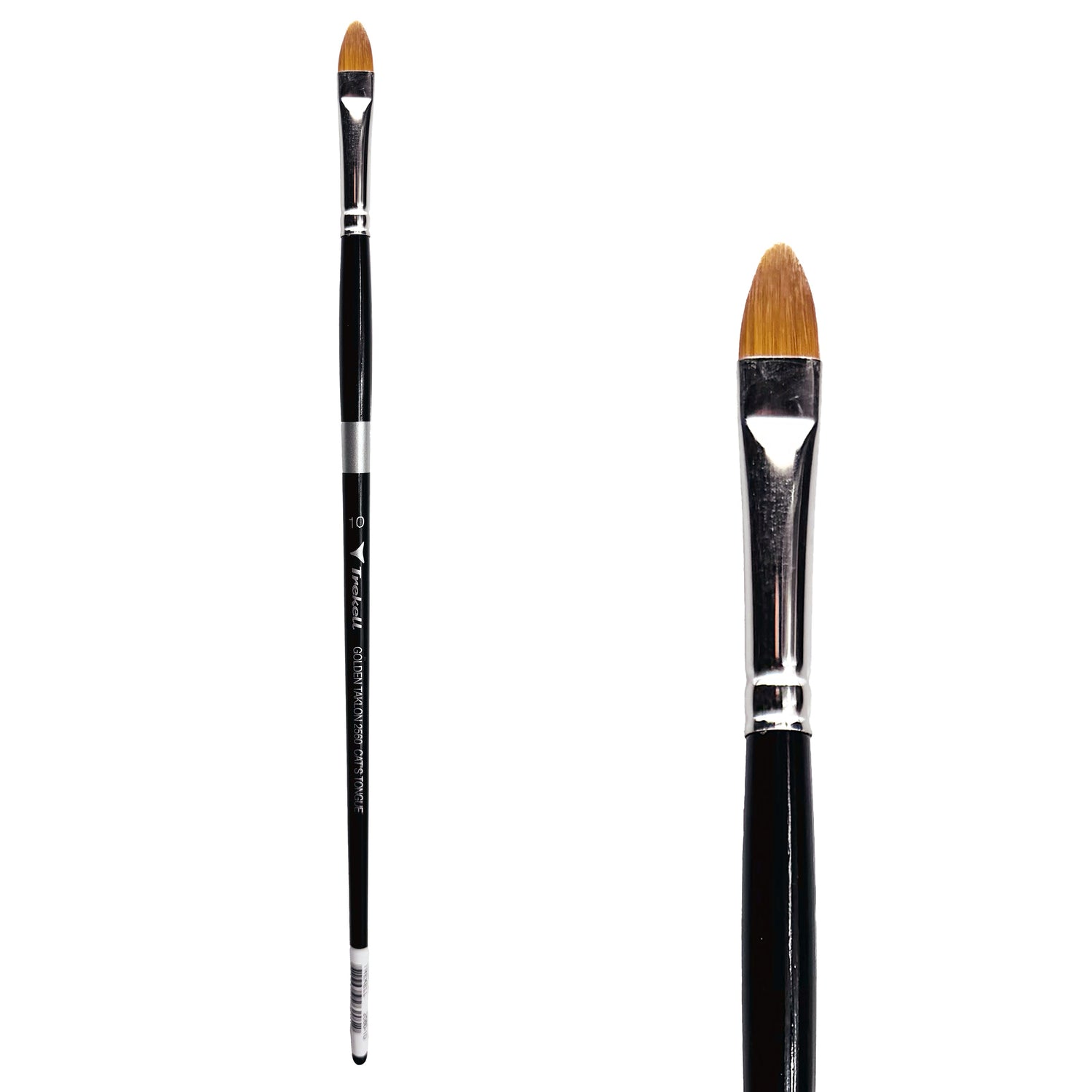 Trekell Golden Taklon #10 Cat's Tongue Brush - Long Handle