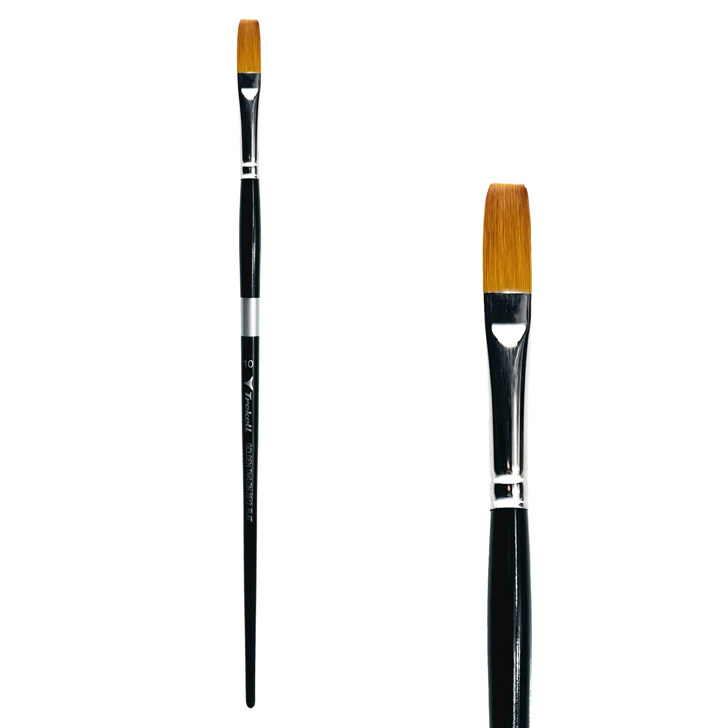 Trekell Golden Taklon #10 Flat Brush - Long Handle