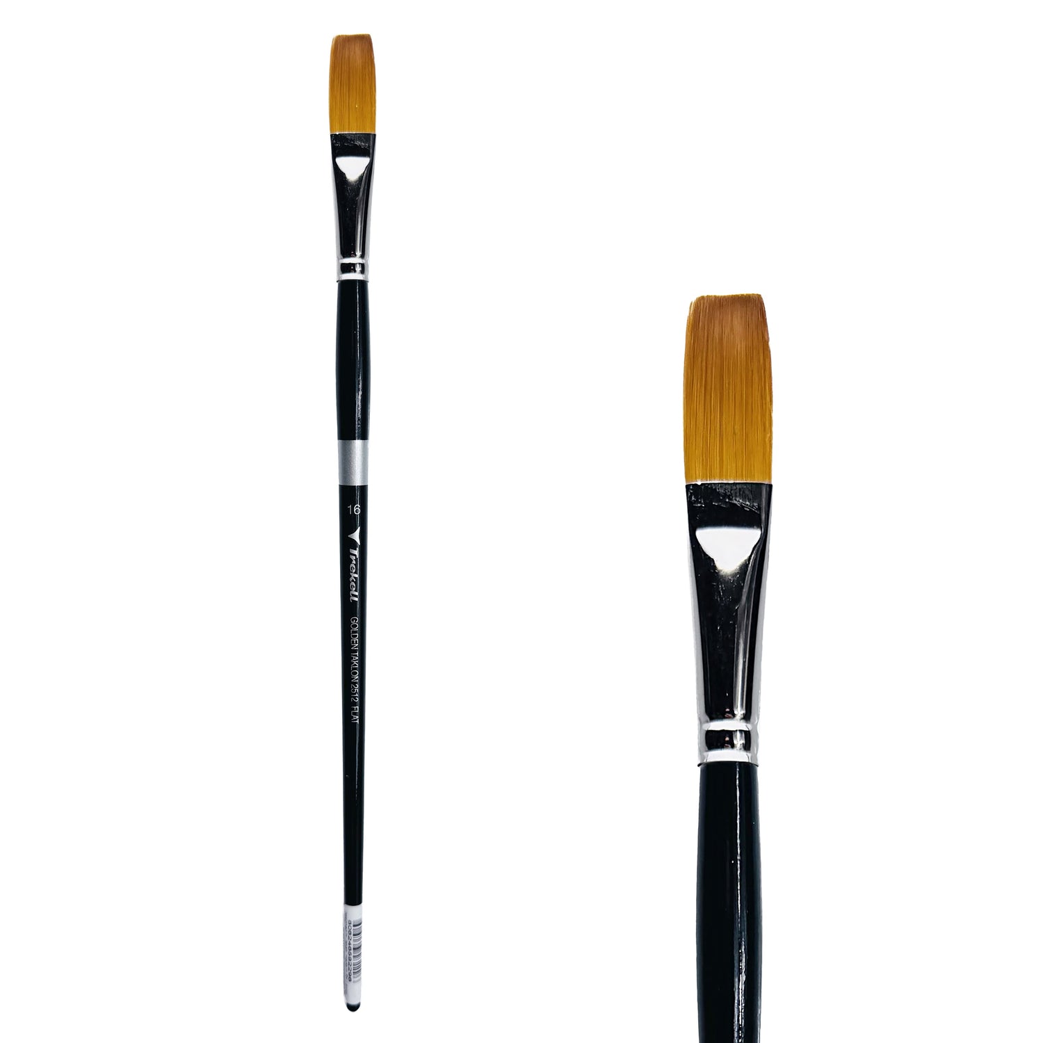 Trekell Golden Taklon #16 Flat Brush - Long Handle